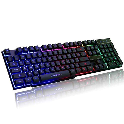E - Royal Shop Rainbow LED Backlit USB Wired Multimedia Gaming Keyboard